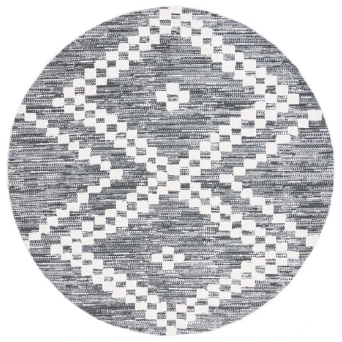 Safavieh Alamo ALM717 Charcoal / Ivory 6'-7" X 6'-7" Round Area Rug