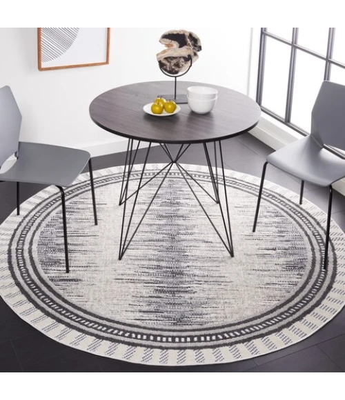 Safavieh Alamo ALM732 Grey / Charcoal 6'-7" X 6'-7" Round Area Rug