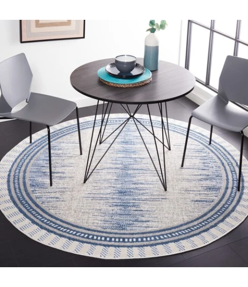 Safavieh Alamo ALM732 Grey / Blue 6'-7" X 6'-7" Round Area Rug