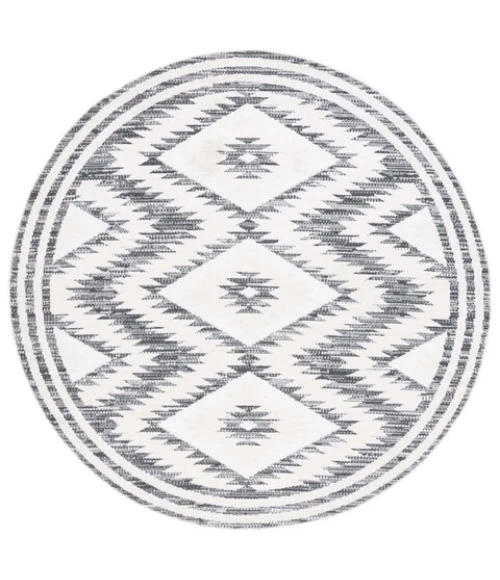 Safavieh Alamo ALM737 Ivory / Charcoal 6'-7" X 6'-7" Round Area Rug