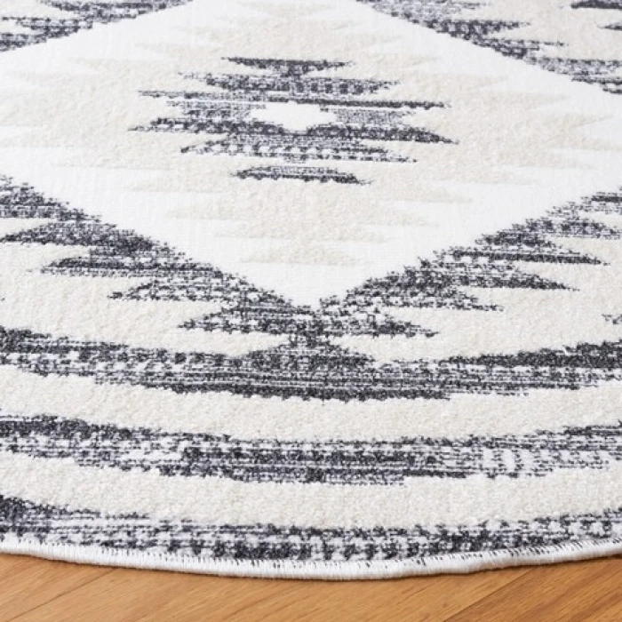 Safavieh Alamo ALM737 Ivory / Charcoal 6'-7" X 6'-7" Round Area Rug
