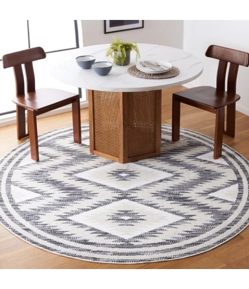 Safavieh Alamo ALM737 Ivory / Charcoal 6'-7" X 6'-7" Round Area Rug