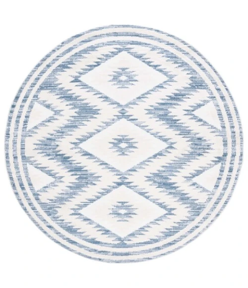 Safavieh Alamo ALM737 Ivory / Blue 6'-7" X 6'-7" Round Area Rug