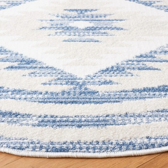 Safavieh Alamo ALM737 Ivory / Blue 6'-7" X 6'-7" Round Area Rug