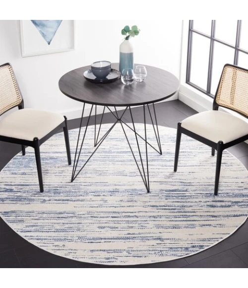 Safavieh Alamo ALM742 Blue / Ivory 6'-7" X 6'-7" Round Area Rug