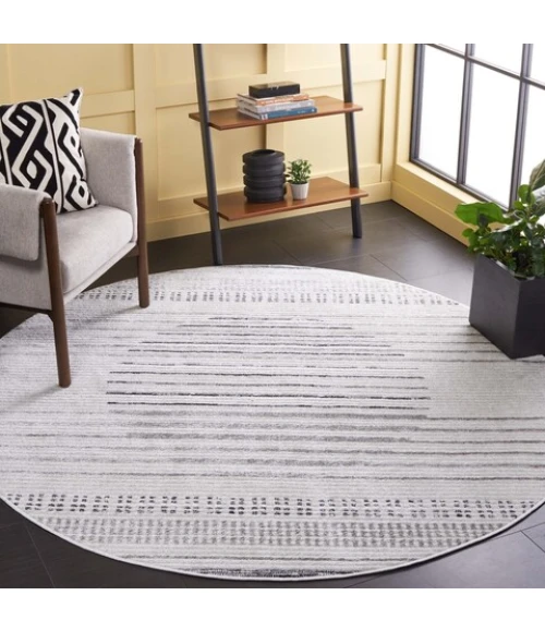 Safavieh Alamo ALM774 Ivory / Grey 6'-7" X 6'-7" Round Area Rug