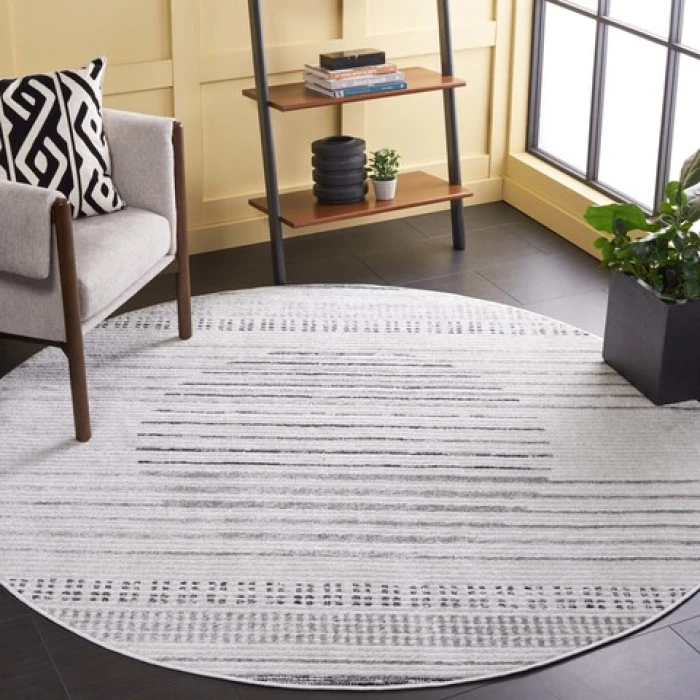 Safavieh Alamo ALM774 Ivory / Grey 6'-7" X 6'-7" Round Area Rug