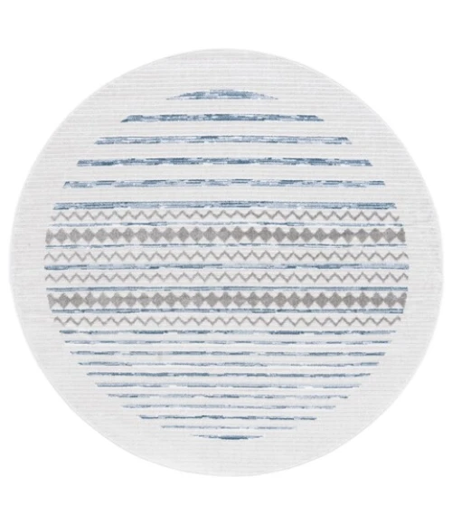 Safavieh Alamo ALM775 Ivory / Navy 6'-7" X 6'-7" Round Area Rug