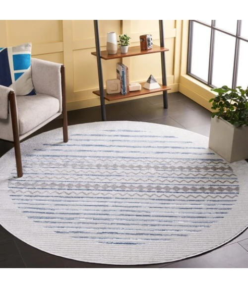 Safavieh Alamo ALM775 Ivory / Navy 6'-7" X 6'-7" Round Area Rug