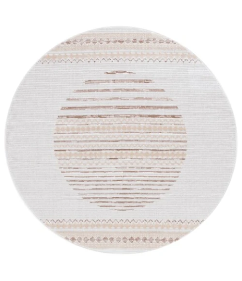 Safavieh Alamo ALM775 Ivory / Brown 6'-7" X 6'-7" Round Area Rug