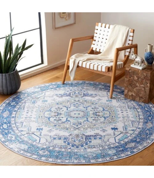 Safavieh Arizona ARZ105 Beige / Blue 6' X 6' Round Area Rug