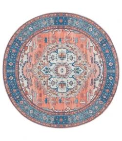 Safavieh Arizona ARZ105 Rust / Navy 6' X 6' Round Area Rug