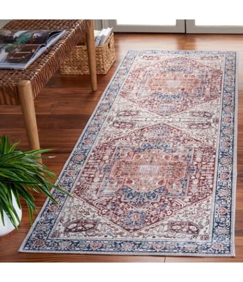 Safavieh Arizona ARZ109 Red / Navy 2'-6" X 8' Runner Area Rug