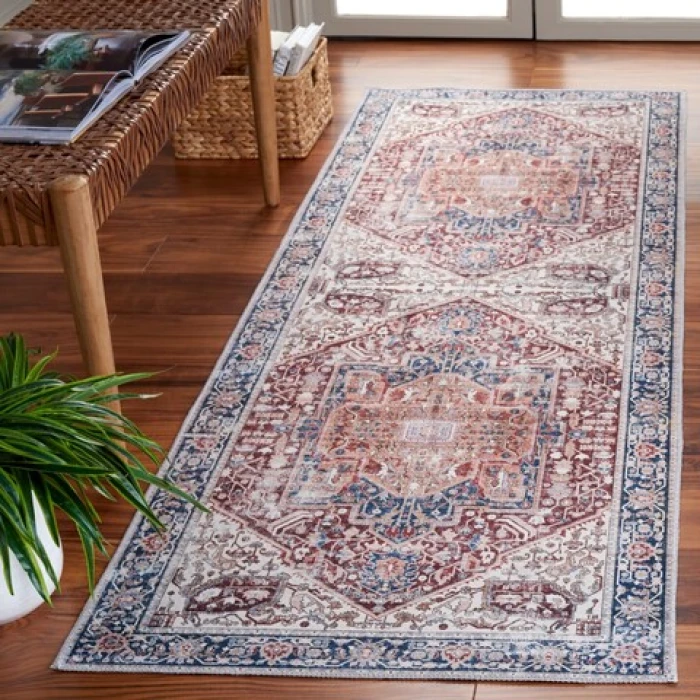 Safavieh Arizona ARZ109 Red / Navy 2'-6" X 8' Runner Area Rug