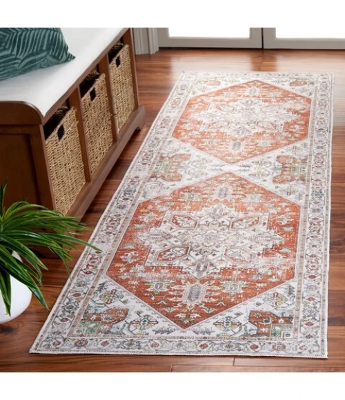 Safavieh Arizona ARZ120 Ivory / Rust 2'-6" X 8' Runner Area Rug