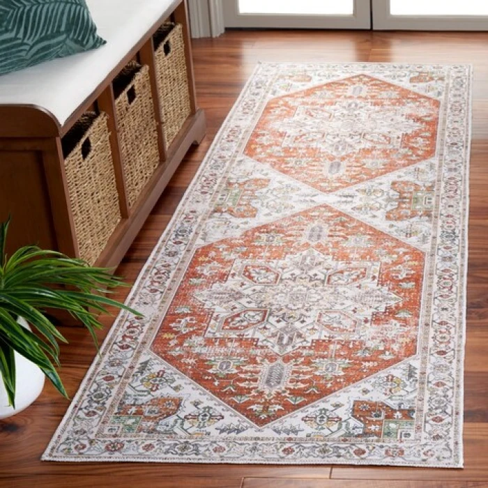 Safavieh Arizona ARZ120 Ivory / Rust 2'-6" X 8' Runner Area Rug