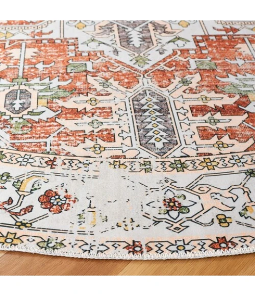 Safavieh Arizona ARZ120 Ivory / Rust 6' X 6' Round Area Rug