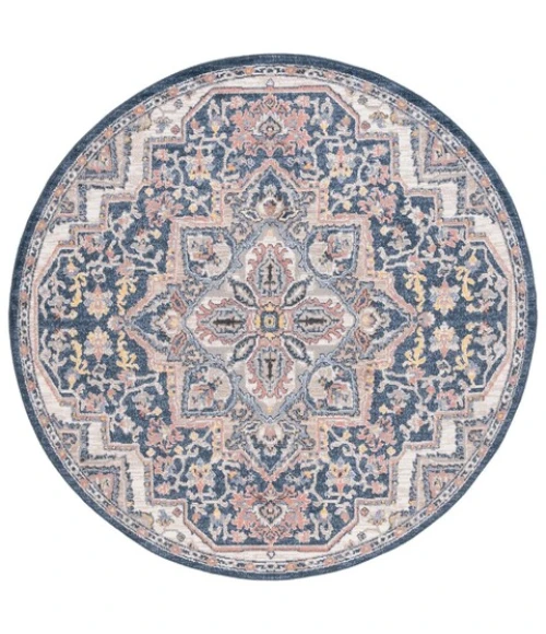 Safavieh Astoria ASA400 Blue / Beige 6'-7" X 6'-7" Round Area Rug