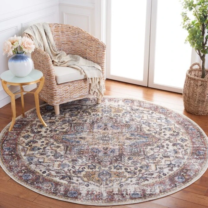 Safavieh Astoria ASA402 Ivory / Blue Rust 6'-7" X 6'-7" Round Area Rug