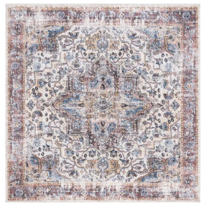Safavieh Astoria ASA402 Ivory / Blue Rust 6'-7" X 6'-7" Square Area Rug