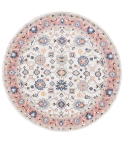 Safavieh Astoria ASA408 Ivory / Rust 6'-7" X 6'-7" Round Area Rug