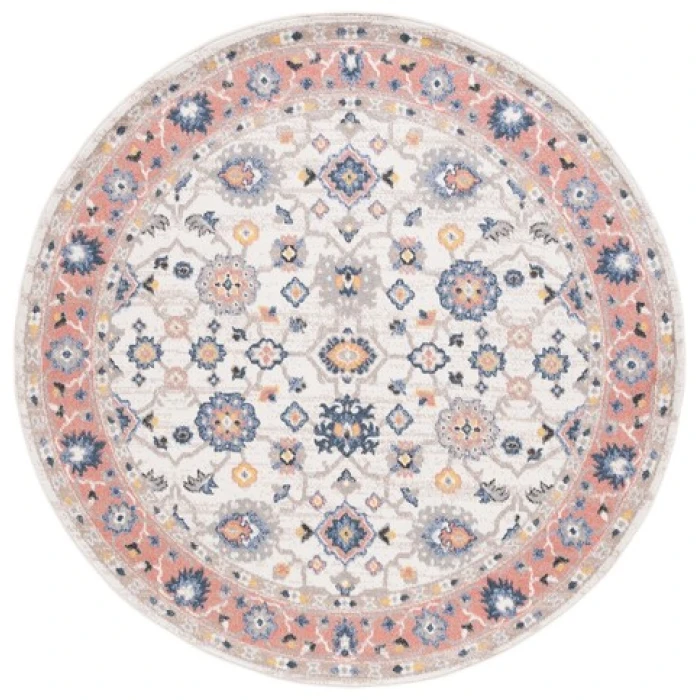 Safavieh Astoria ASA408 Ivory / Rust 6'-7" X 6'-7" Round Area Rug