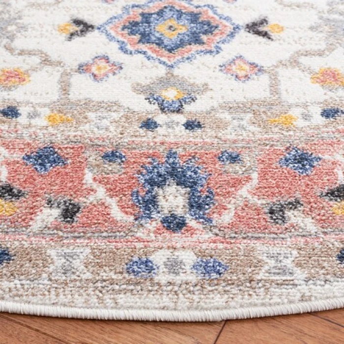 Safavieh Astoria ASA408 Ivory / Rust 6'-7" X 6'-7" Round Area Rug
