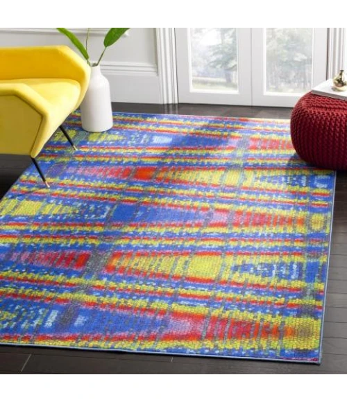 Safavieh Aztec AZT203 Blue / Multi 6'-7" X 9' Rectangle Area Rug