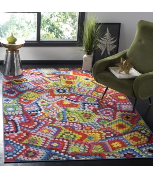 Safavieh Aztec AZT210 Green / Multi 6'-7" X 9' Rectangle Area Rug