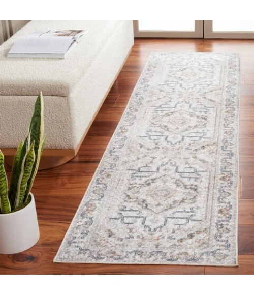 Safavieh Baltimore BAL854 Light Grey / Rust 2'-2" X 8' Runner Area Rug