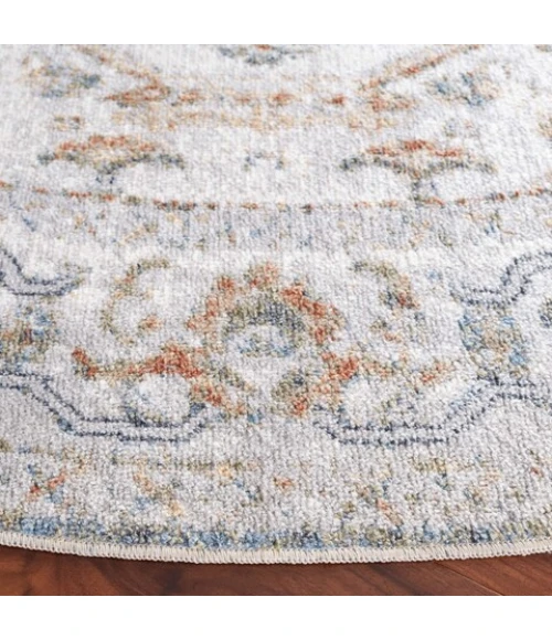 Safavieh Baltimore BAL854 Light Grey / Rust 6'-7" X 6'-7" Round Area Rug