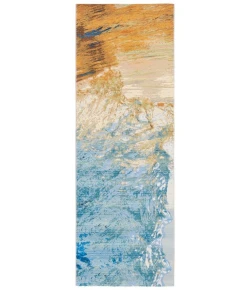 Safavieh Barbados BAR510 Blue / Gold 2'-8" X 8' Runner Area Rug