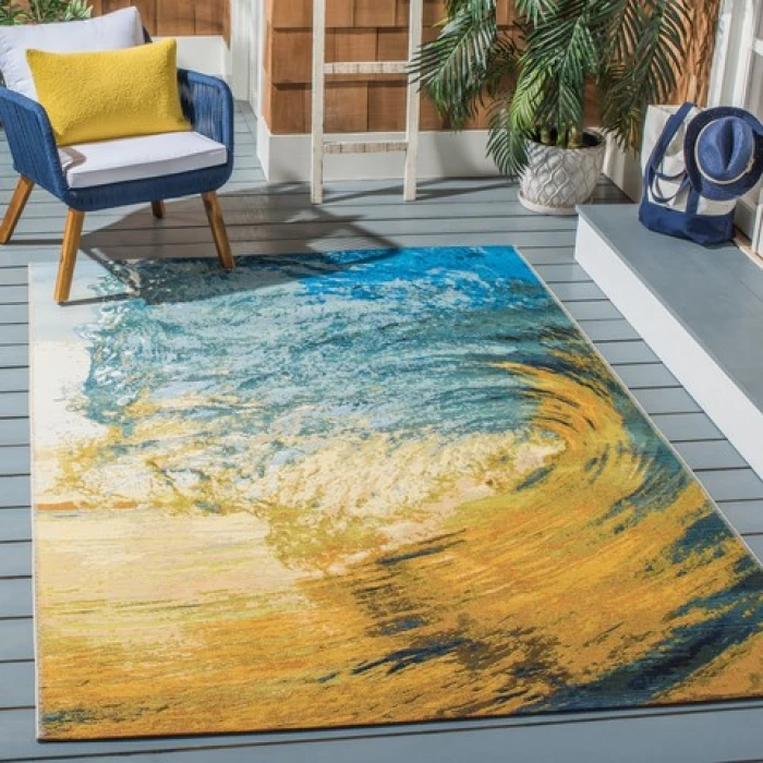 Safavieh Barbados BAR510 Blue / Gold 8'-0" x 10'-5" Rectangle Area Rug