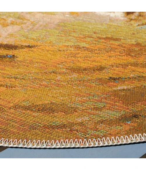 Safavieh Barbados BAR510 Blue / Gold 6'-6" X 6'-6" Round Area Rug