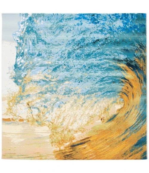 Safavieh Barbados BAR510 Blue / Gold 8' X 8' Square Area Rug