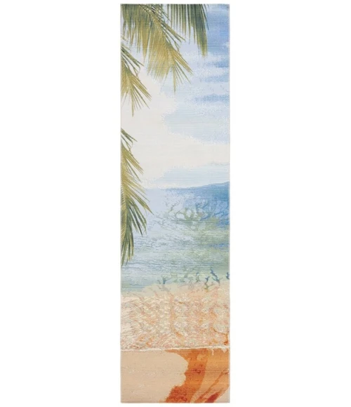 Safavieh Barbados BAR515 Gold / Blue 2'-8" x 10'-5" Runner Area Rug