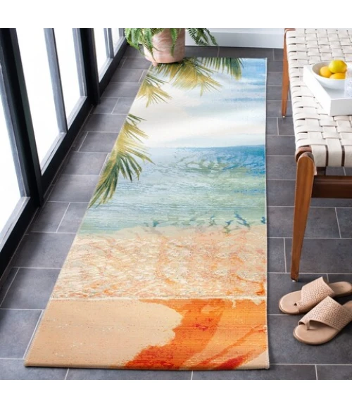 Safavieh Barbados BAR515 Gold / Blue 2'-8" x 10'-5" Runner Area Rug