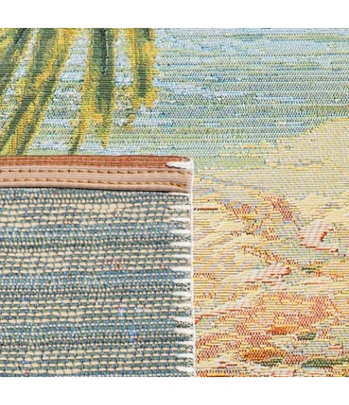 Safavieh Barbados BAR515 Gold / Blue 6'-6" X 6'-6" Round Area Rug