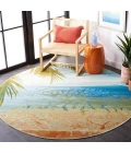 Safavieh Barbados BAR515 Gold / Blue 6'-6" X 6'-6" Round Area Rug
