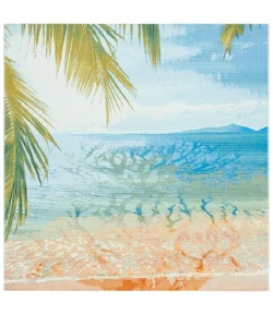 Safavieh Barbados BAR515 Gold / Blue 6'-6" x 6'-6"Square Square Area Rug