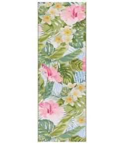 Safavieh Barbados BAR516 Green / Pink 2'-8" X 8' Runner Area Rug