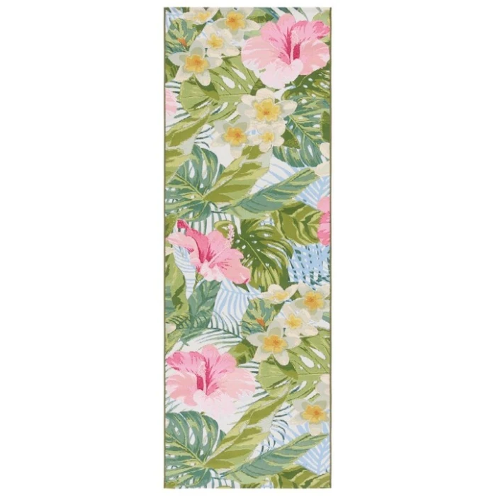 Safavieh Barbados BAR516 Green / Pink 2'-8" X 8' Runner Area Rug