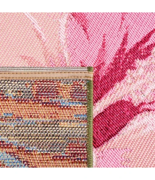 Safavieh Barbados BAR516 Green / Pink 6'-6" X 6'-6" Round Area Rug