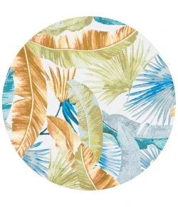 Safavieh Barbados BAR520 Gold / Green 6'-6" X 6'-6" Round Area Rug