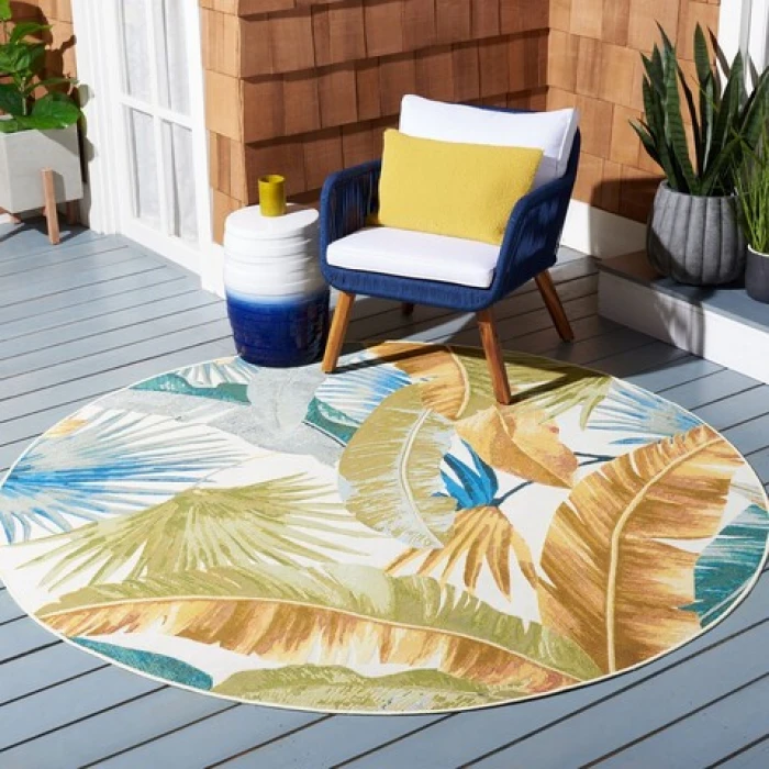 Safavieh Barbados BAR520 Gold / Green 8' X 8' Round Area Rug