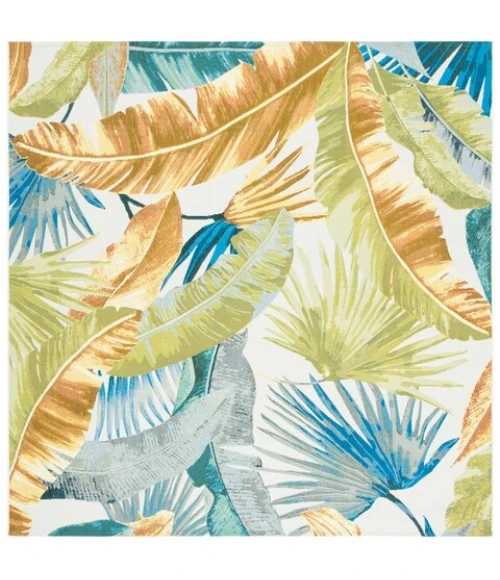 Safavieh Barbados BAR520 Gold / Green 6'-6" x 6'-6"Square Square Area Rug