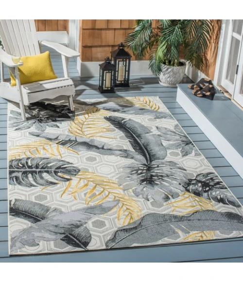 Safavieh Barbados BAR524 Grey / Gold 5'-3" X 7'-6" Rectangle Area Rug