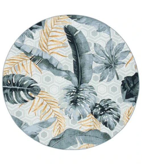Safavieh Barbados BAR524 Grey / Gold 8' X 8' Round Area Rug