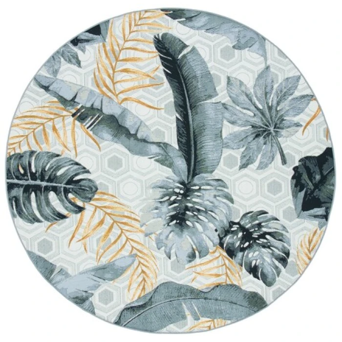 Safavieh Barbados BAR524 Grey / Gold 8' X 8' Round Area Rug