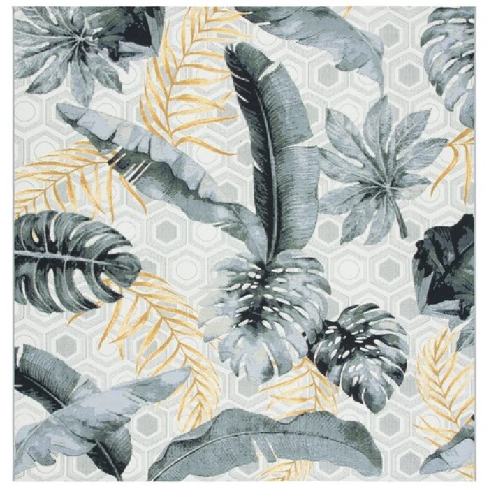 Safavieh Barbados BAR524 Grey / Gold 8' X 8' Square Area Rug